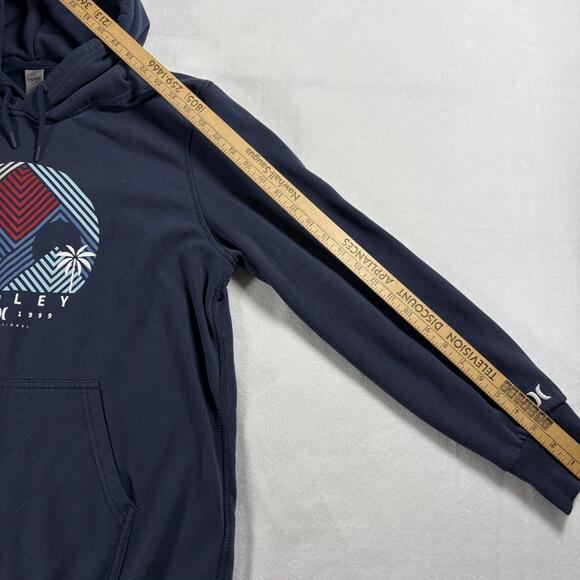 Hurley Mens L Graphic Hoodie Navy Blue Pullover Sweatshirt Streetwear Retro OG! - Picture 6 of 7